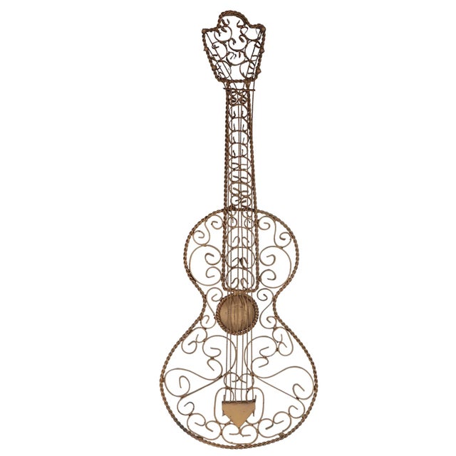 Mid-Century Modern Decorative Wrought Iron Wall Hanging Guitar C 1970/1990's For Sale - Image 3 of 11