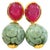 Bochic "Orient" Red Ruby & Carved Vintage Mint Jade Earrings 18K Gold & Silver For Sale - Image 15 of 18