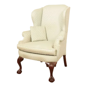Kittinger Chippendale Style Mahogany Ball & Claw Wing Chair