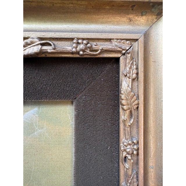 Decorative Antique European Landscape Print Housed in an Ornate Giltwood Frame With Age, Wear and Patina For Sale - Image 4 of 10
