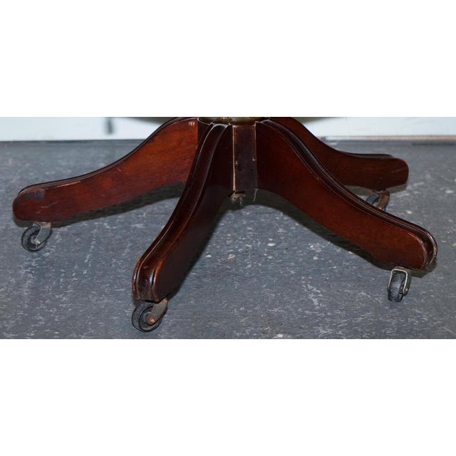 Burgundy Chesterfield Leather Captains Swivel Desk Chair, 1950s For Sale - Image 11 of 14