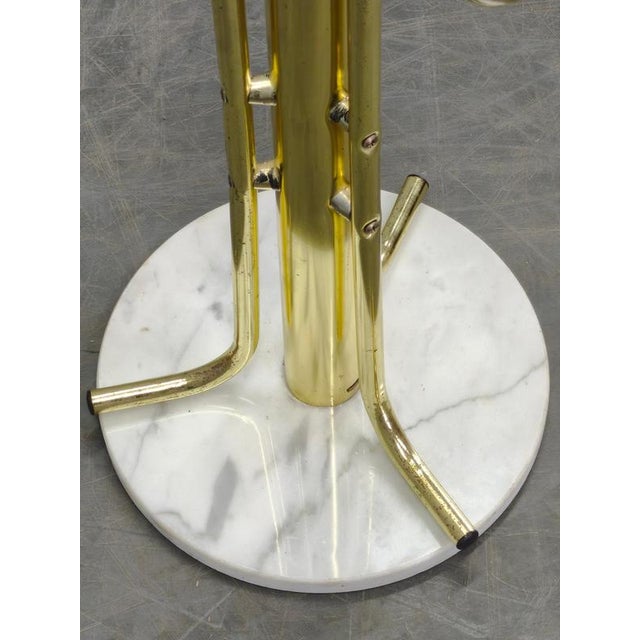 Metal Italian Brass-Plated Coat Rack with Marble Base, 1970s For Sale - Image 7 of 14