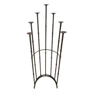 Mid Century Floor Wrought Iron Candle Holder For Sale