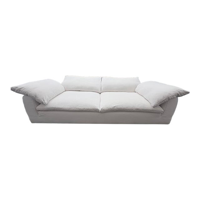 Rh Cloud 9' Luxe Sofa — 2-Cushion | Perennials Performance Textured Linen Weave | White For Sale