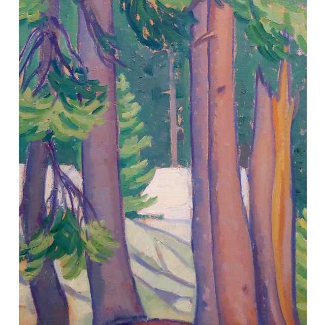 Mission Edith Anne Hamlin -1930s Taos Wooded Landscape -Oil Painting For Sale - Image 3 of 9