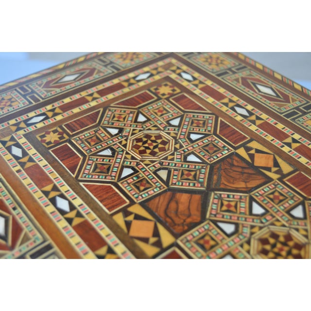 Mid 20th Century Handmade Astral-Patterned Mother-of-Pearl Inlaid Damascene Box For Sale - Image 12 of 14