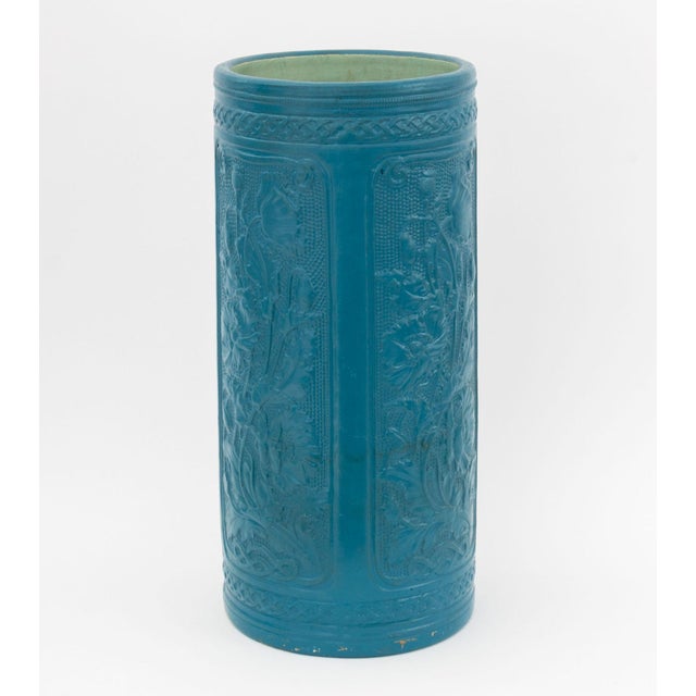 Early 20th Century Arts and Crafts Style Floral Motif Umbrella Stand For Sale - Image 5 of 7