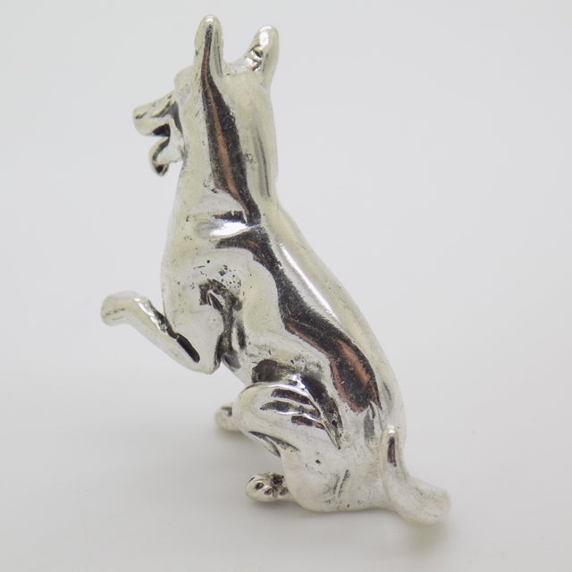 Italian Vintage Italian Handmade Genuine Sterling Silver 925 German Shepherd Dog Figurine, Made in Tuscany (Arezzo, Italy) For Sale - Image 3 of 9