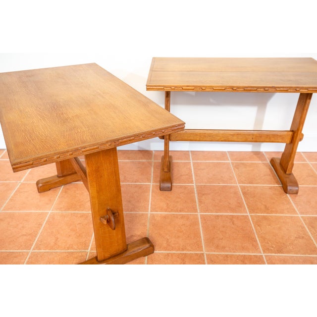 Light Oak Refectory Trestle Tables, 1920, Set of 2 For Sale - Image 13 of 18
