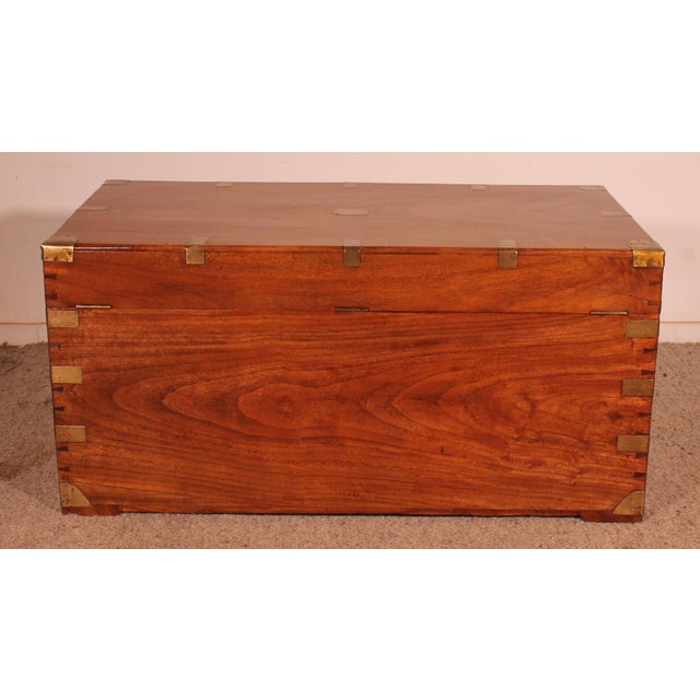 Camphor Wood Marine Chest with Double Locks and Camphor Wood Top, 19th Century For Sale - Image 13 of 16