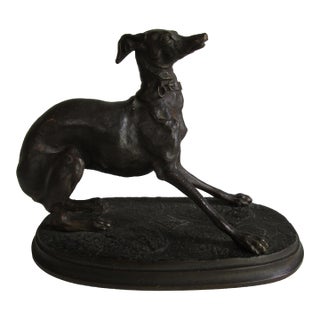Antique French Bronze Depicting a Standing Whippet For Sale