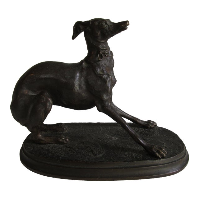 Antique French Bronze Depicting a Standing Whippet For Sale