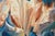 Mid-century floral abstract in blues and earth tones with impasto paint application by Rawlins 1961 (American, 20th...