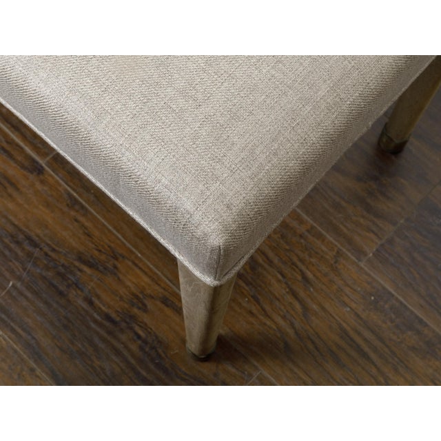 French Art Deco 1930s Bleached Walnut Bench with Brass Feet and Upholstery For Sale - Image 10 of 10