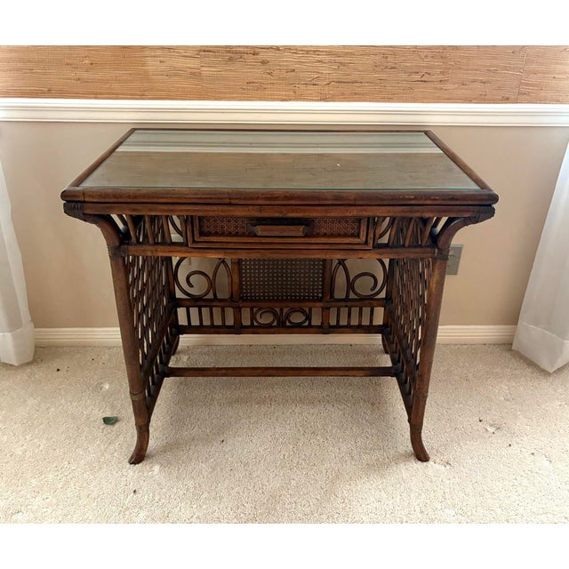 Wood Lewittes Furniture 1970s Rattan Desk W/ Chair For Sale - Image 7 of 12