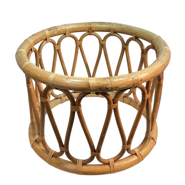 1970s Rattan Bamboo Plant Stand Base Set of 2 Decor For Sale - Image 16 of 16