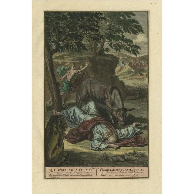 Paper Picart, The Man of God Killed by a Lion I Kings XII, 1728, Print For Sale - Image 7 of 7