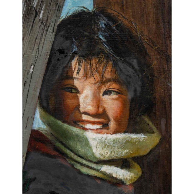 Contemporary Portrait of a Girl, Oil on Canvas Board, 1993 For Sale - Image 3 of 8