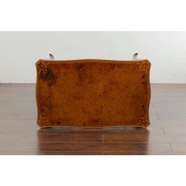 French 19th Century Walnut Side Table with Leather Top and Long Lateral Drawer For Sale - Image 10 of 12