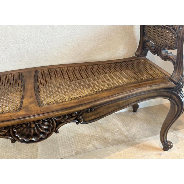 Maitland - Smith 1990s Maitland Smith Vintage Cane Bench For Sale - Image 4 of 12