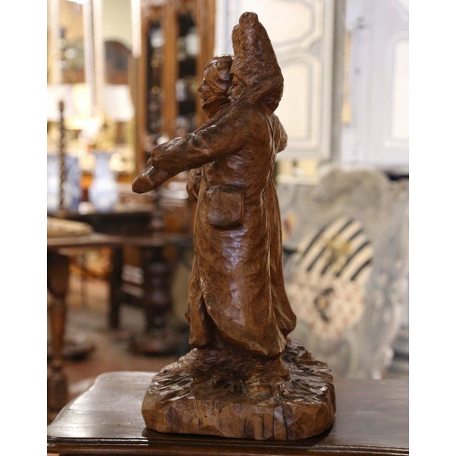 Early 20th Century Swiss Walnut Sculpture Composition Signed Carl Binder For Sale - Image 4 of 10