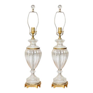Pair of French Glass Table Lamps For Sale