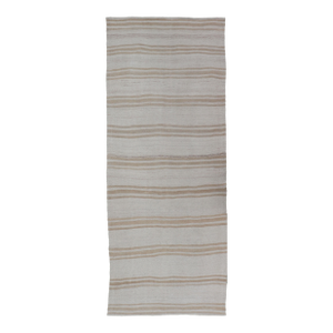 Vintage Turkish Kilim Gallery Runner in Beige & Cream Striped Design 3'10 X 10'4