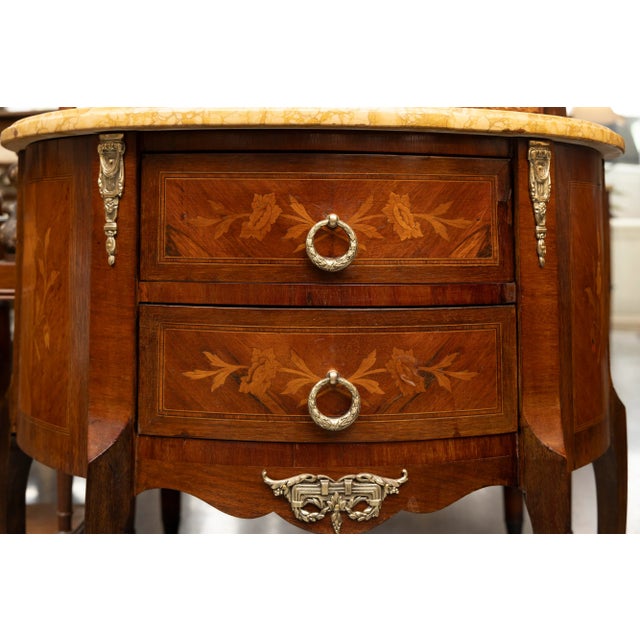 Early 20th Century Diminutive Louis XV Style Demilune Commode With Marble Top For Sale - Image 5 of 11