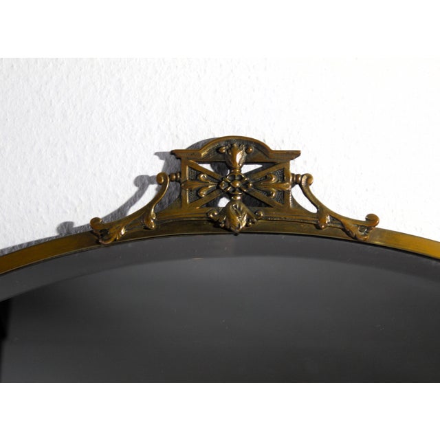 Late Victorian Oval Faceted Brass Wall Mirror, 1890s For Sale - Image 4 of 11