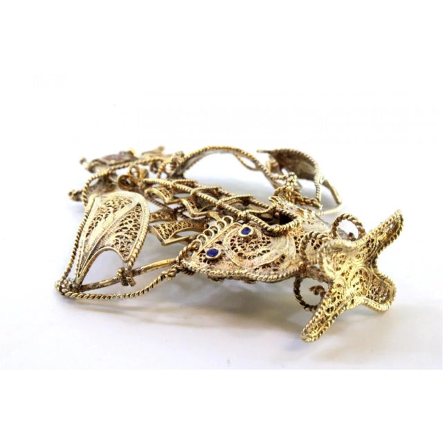 Small Caravel in Gilded Silver Filigree For Sale - Image 4 of 9