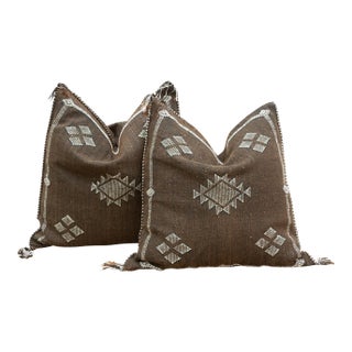 Pair of Desert Ember Silk Rug Pillows For Sale