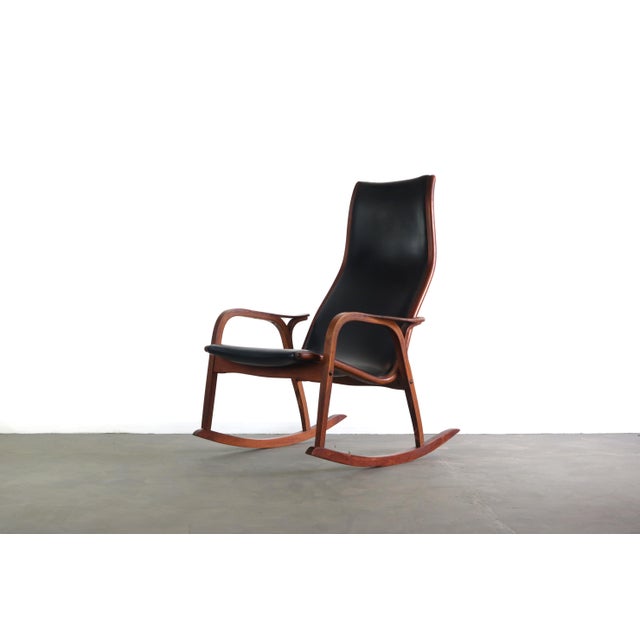 Brown Lamino Chair in Original Black Vinyl Upholstery by Yngve Ekström for Swedese, Sweden For Sale - Image 8 of 8