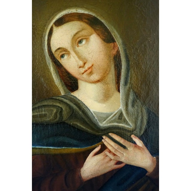 Madonna of Sorrows, 1800s, Oil on Canvas For Sale - Image 4 of 15