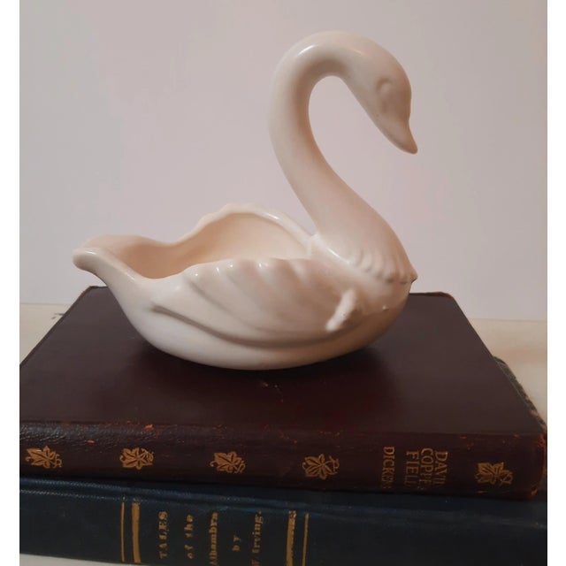Mid-Century Modern White Ceramic Pottery Hull Swan Planter For Sale - Image 3 of 7