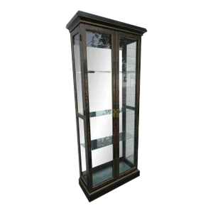 Hollywood Regency Tall and Narrow Painted China Cabinet Cupboard