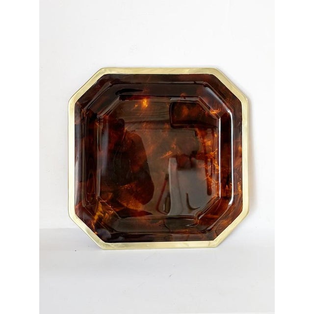 Hollywood Regency Brass and Faux Tortoiseshell Effect Tray, France, 1970s For Sale - Image 3 of 15