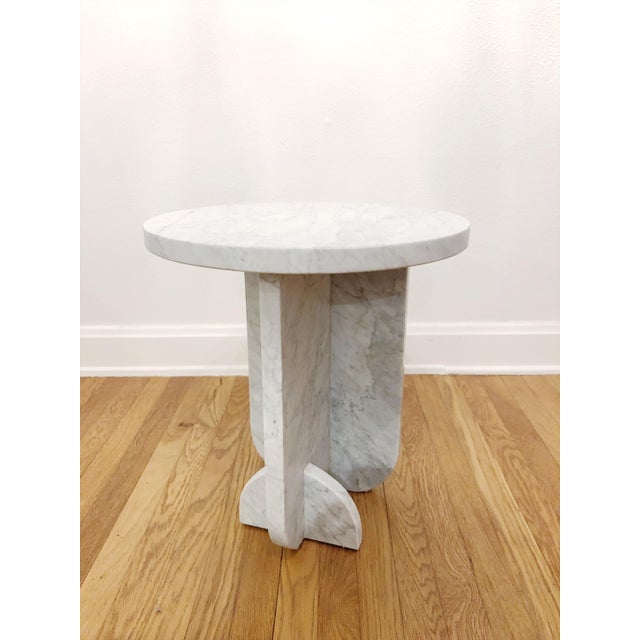 Stone Minimalist Fin Marble Side Table For Sale - Image 7 of 8