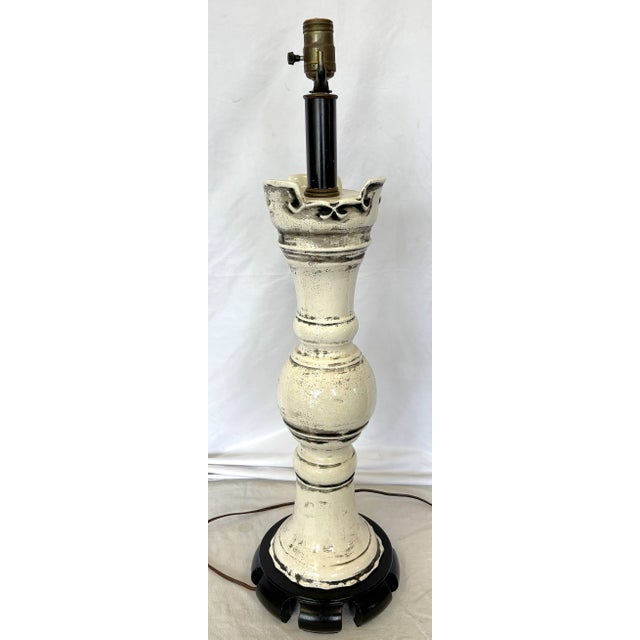 Mid-Century Modern Vintage Chinese Glazed Pottery Gu-Form Lamp Circa 1970's For Sale - Image 3 of 15
