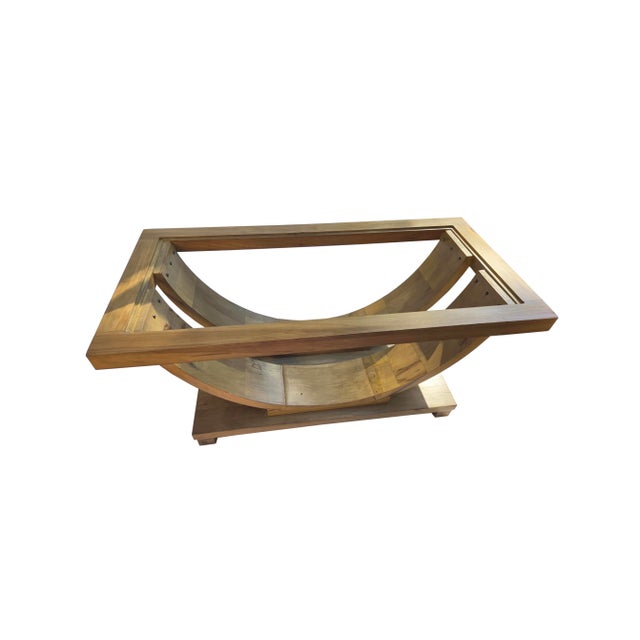 Rare 40s Solid Wood Coffee Table W/Glass Top Attributed to Brown Saltman - Refinished For Sale - Image 11 of 14