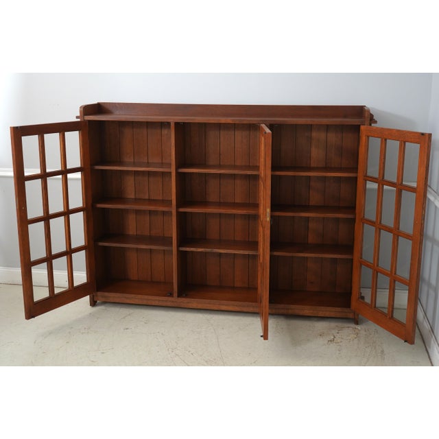 Mission Stickley Mission Oak 3 Door Bookcase For Sale - Image 3 of 15