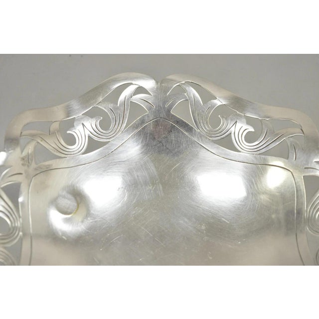 Vintage Victorian Scalloped Pierced Gallery Silver Plated Candy Trinket Dish For Sale In Philadelphia - Image 6 of 10