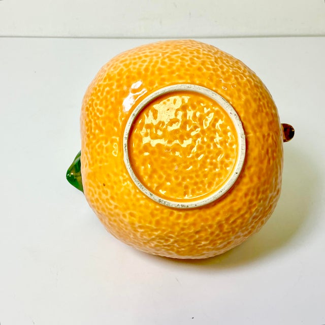 Mid 20th Century Coastal Boho Chic Hollywood Regency Majolica Trompe L’Oeil Orange Pitcher For Sale - Image 15 of 15