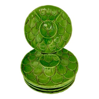 Vintage Italian Green Divided Artichoke Plates - Set of 5 For Sale