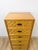 Dixie Mid 20th Century Dixie Parquet Inlay Tall Chest of Drawers Brass Detail Coastal Hollywood Regency For Sale - Image 4 of 11