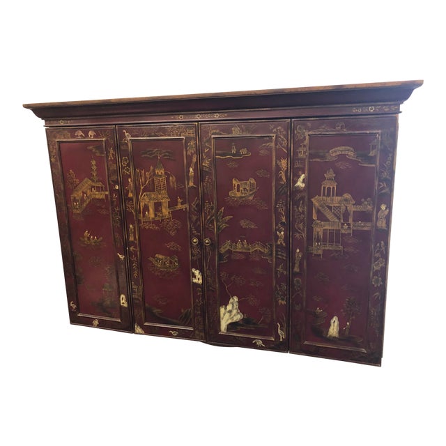 Chinoiserie Maitland Smith Hand Painted Wall Tv Cabinet Chairish
