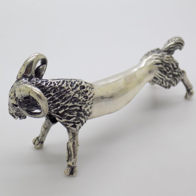 Metal Vintage Italian Handmade Genuine Sterling Silver 925 Ram / Aries Shaped Spoon Rest For Sale - Image 7 of 11