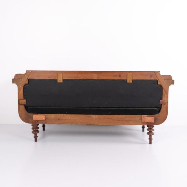 Antique Empire Sofa in Mahogany with Turned Legs and Brown Upholstery, 1830s For Sale - Image 9 of 10
