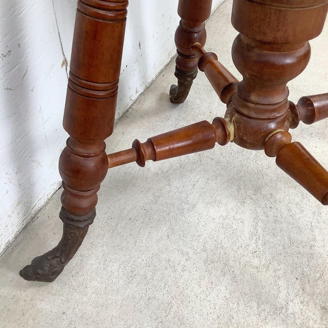Brown Antique Victorian Adjustable Piano Stool With Turned Legs and Claw Feet For Sale - Image 8 of 12