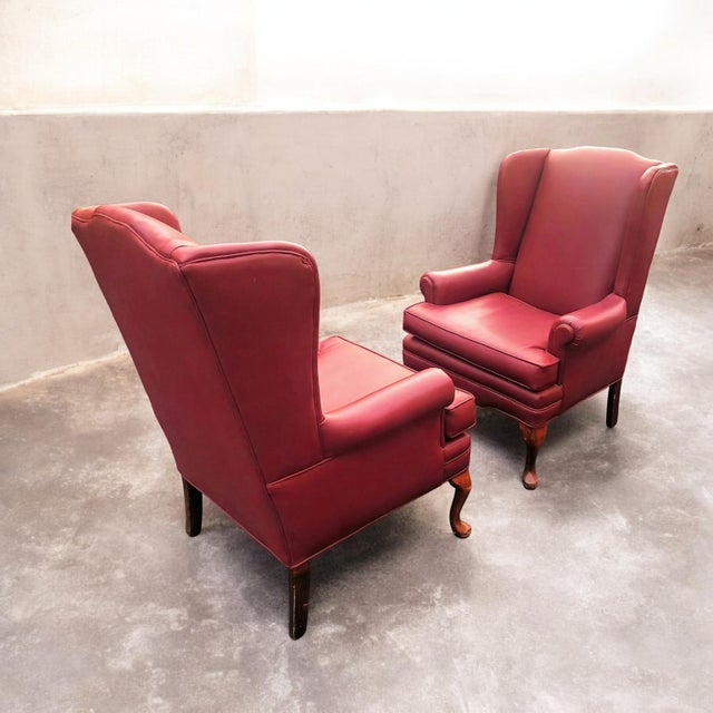 1970s Pair of Exquisite Oxblood High-Quality Mid-Century Modern Masterpiece Matching Wingback Chairs For Sale - Image 9 of 9