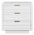 Matthew Izzo Home Mateo Glossy White Lacquer Three Drawer Side Table With Brass Drawer Pulls For Sale